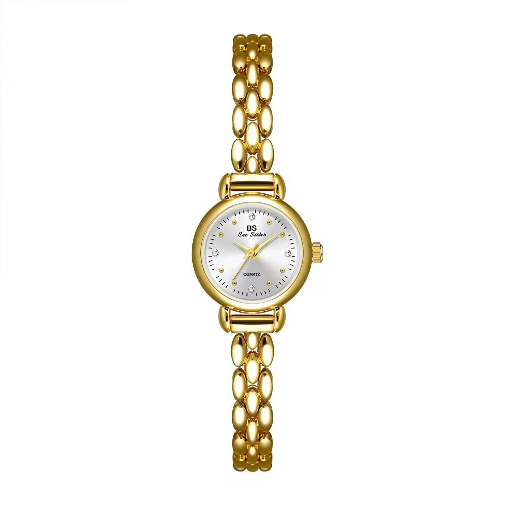 Classic Ladies Round Vintage Watch in Gold Plated & 925 Sliver Italian