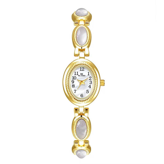 White Pearl Stone & Gold plated Strap