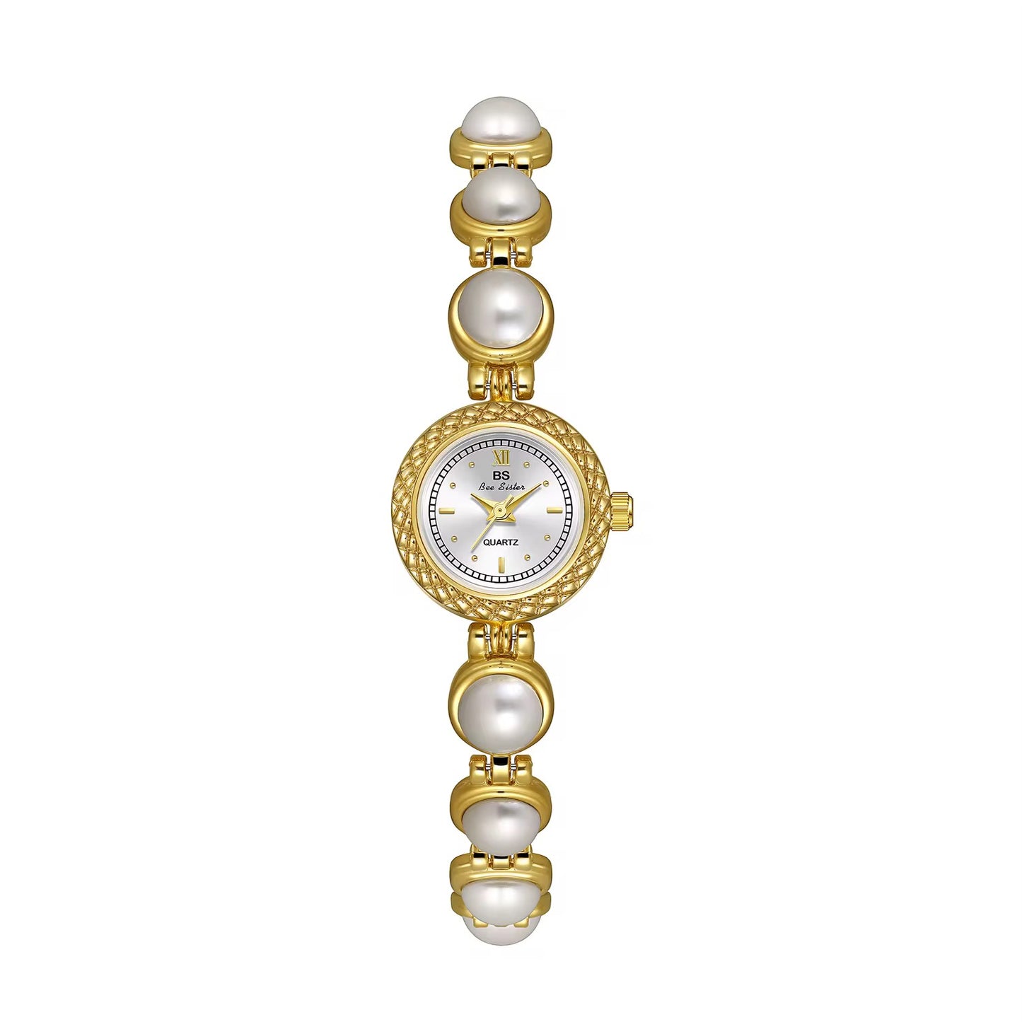Perl round face with elegant Perl bracelet