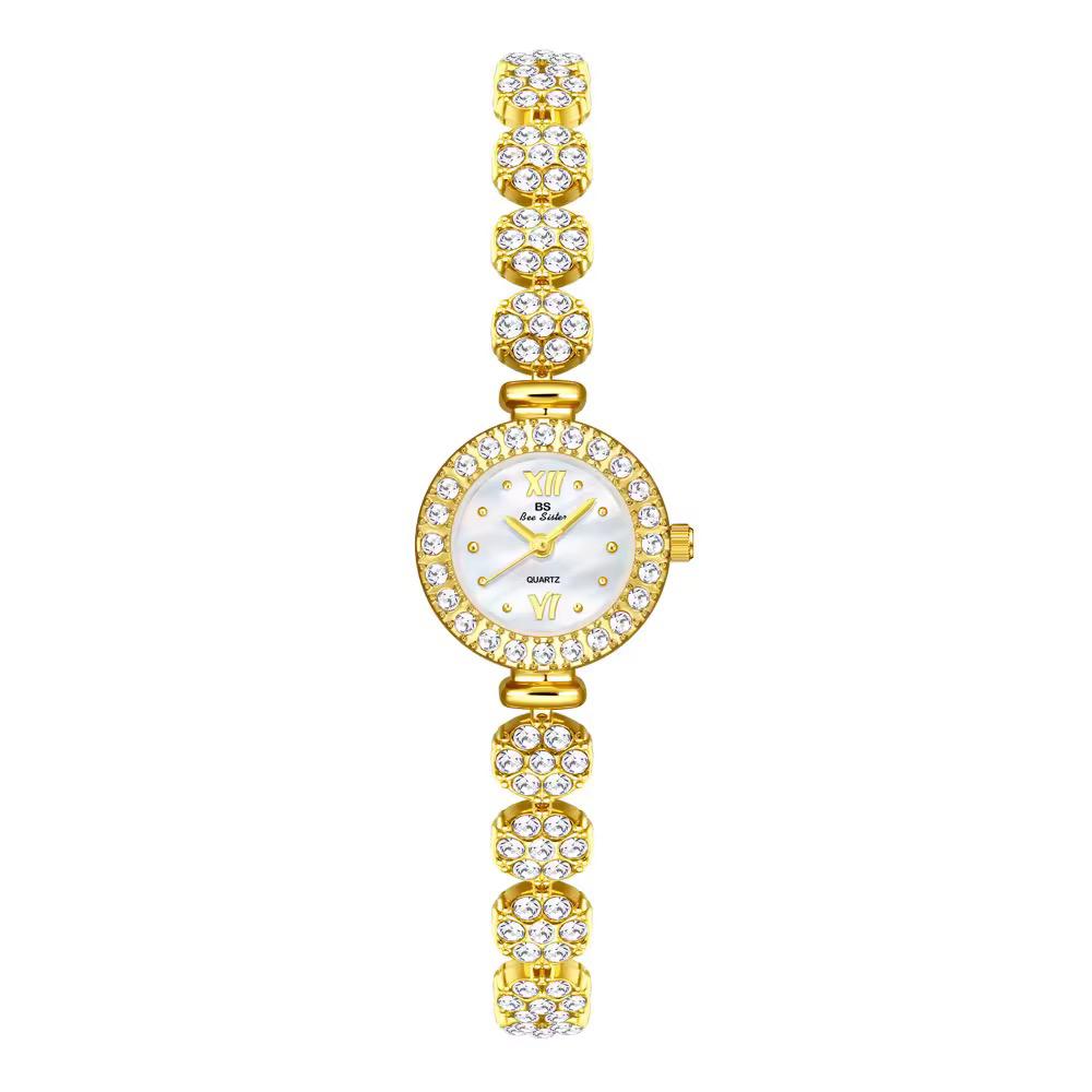 Lab Grown Dimond and Gold Plated Ladies Vintage Watch