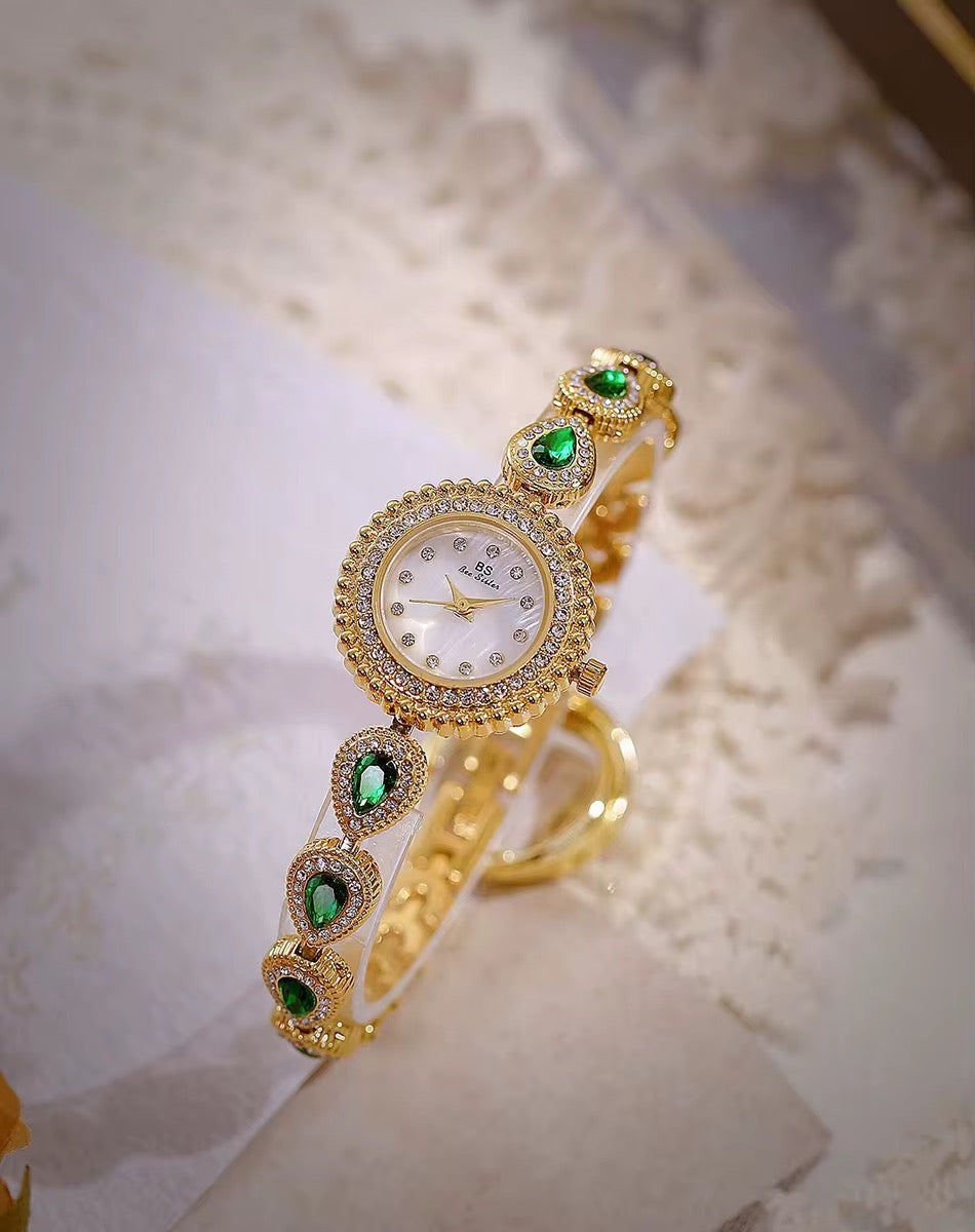 Natural Green Jade Stone Vintage Watch
