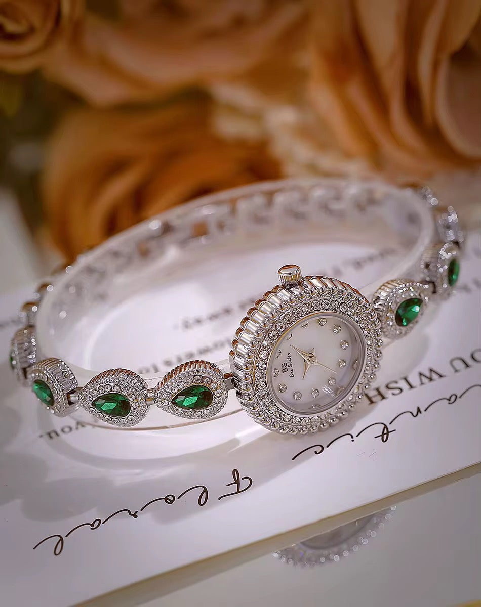 Natural Green Jade Stone Vintage Watch