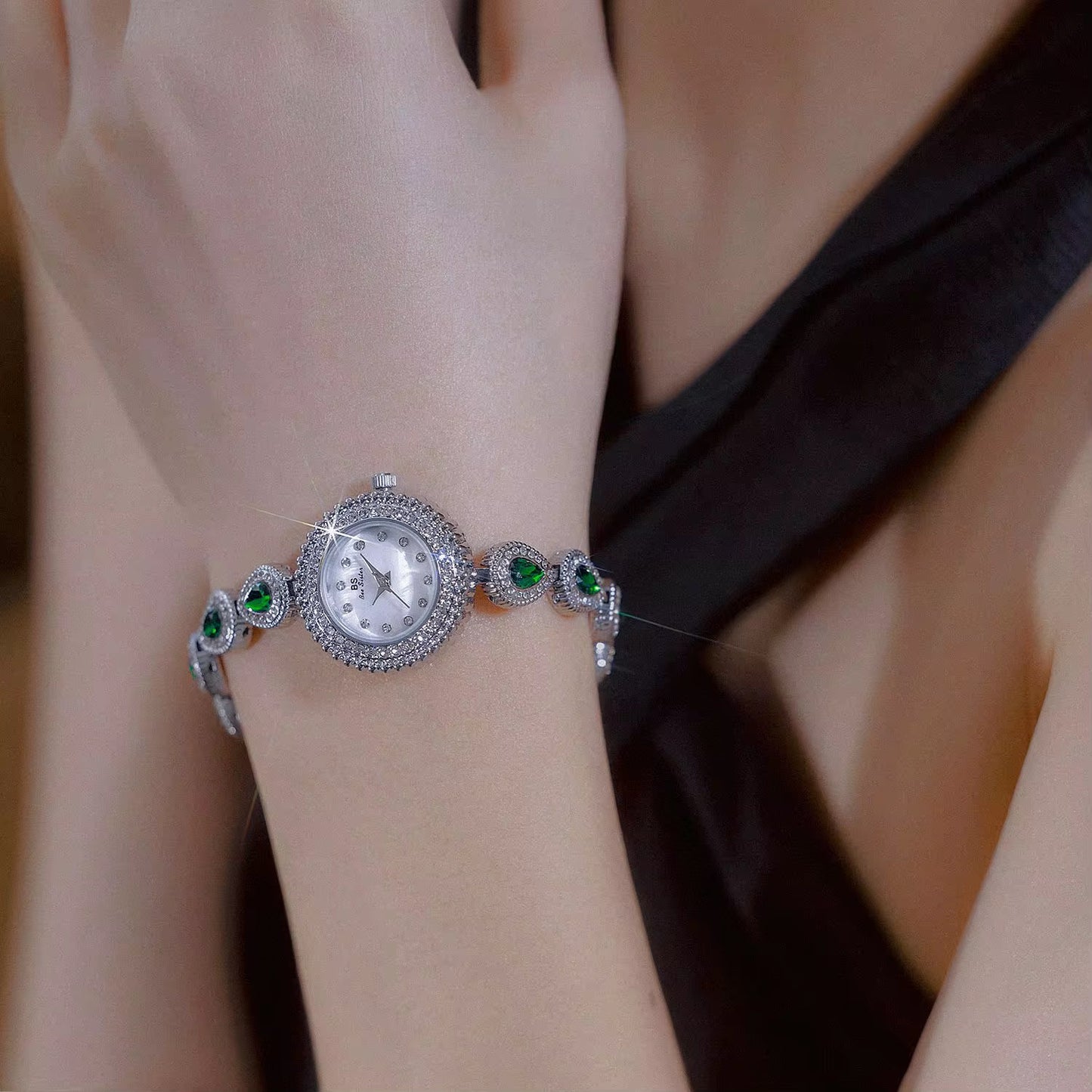 Natural Green Jade Stone Vintage Watch