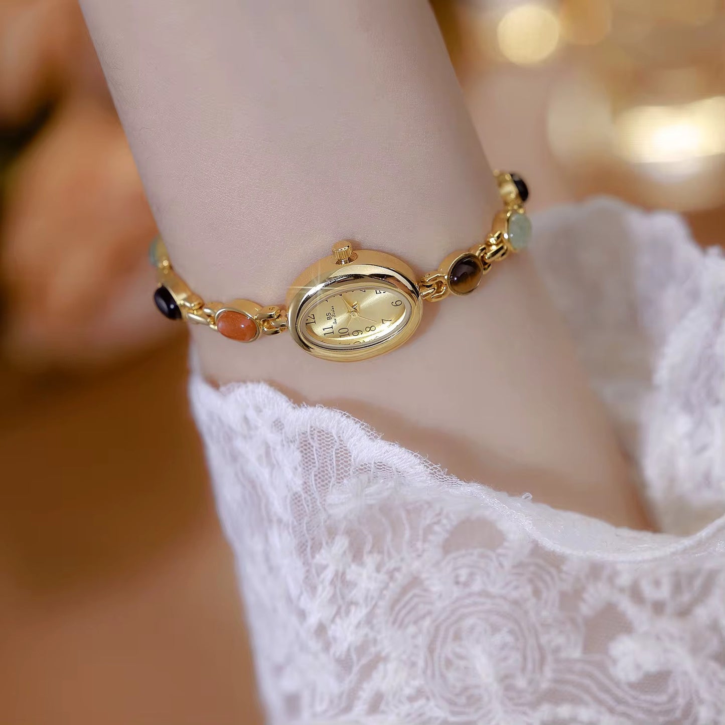 Natural Jade Stone Vintage Watch