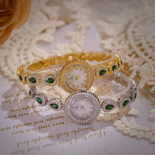 Natural Green Jade Stone Vintage Watch
